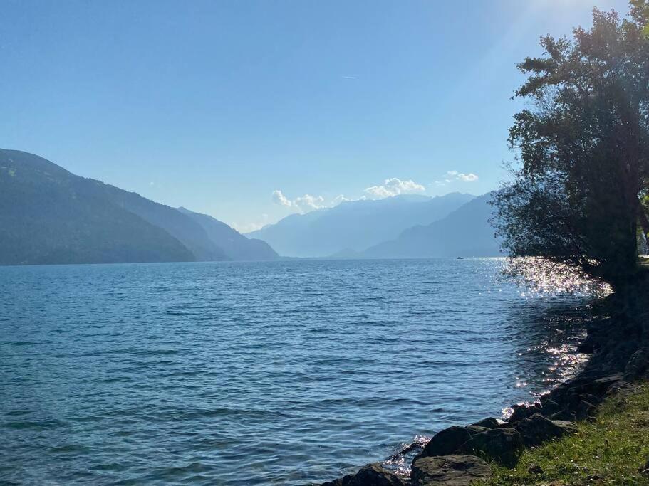 Herrlicher Blick Auf Berge Und See Faulensee Dış mekan fotoğraf